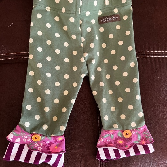 Matilda Jane Green Polka Dot First Adventure Scrappy Leggings Size 12-18 mths. - Picture 2 of 4